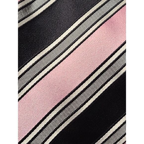 Donald J Trump Signature Neck Tie 100% Silk Pink Black Gray Stripes 59” EUC - Picture 2 of 7